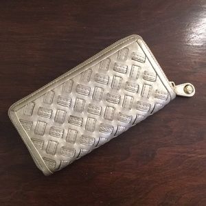 coach gold leather wallet